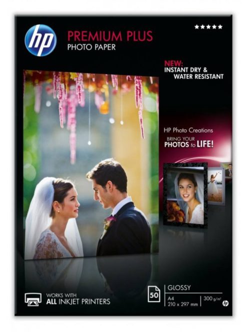 HP A/4 Prémium Plus Fényes Fotópapír 50lap 300g (Eredeti)