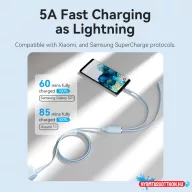   VENTION USB 2.0 Type-C M to 2 Type-C M 5A kábel  1.5M White Silicone Type