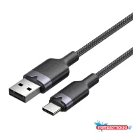 Vention USB-A 2.0/M -> USB-C/M, 2m,(fekete,3A), kábel