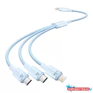   Vention USB-A 2.0/M -> USB-C/Lightning/Micro USB-B, 1,5m,(blue,3A,3in1), kábel
