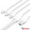 Vention USB-A 2.0/M -> USB-C/Lightning/Micro USB-B, 1,5m,(fehér,3A,3in1), kábel