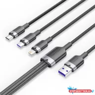   Vention USB-A 2.0/M -> USB-C/Lightning/Micro USB-B, 1,5m,(fekete,6A,3in1), kábel