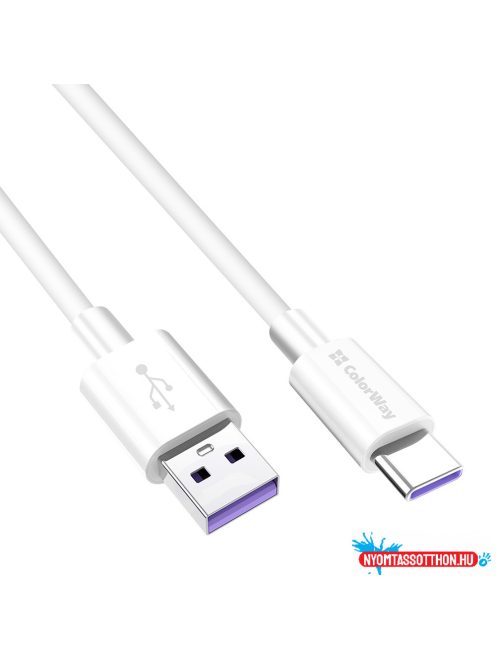 Colorway USB-C kábel (gyors töltés) 5,0А 1 méter fehér (CW-CBUC019-WH)