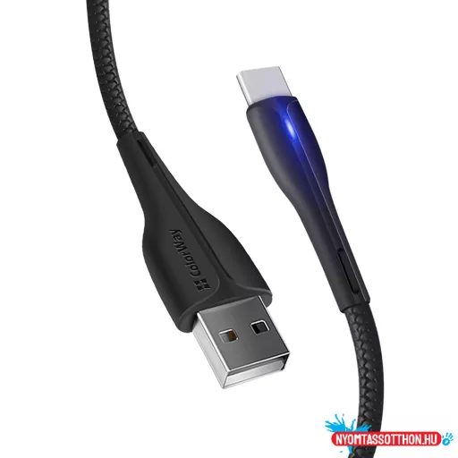 Colorway USB kábel-C (PVC + led) 2,4А 1 méter fekete (CW-CBUC034-BK)