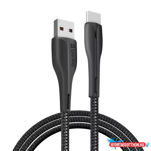 Colorway USB kábel-C (PVC + led) 2,4А 1 méter fekete (CW-CBUC034-BK)