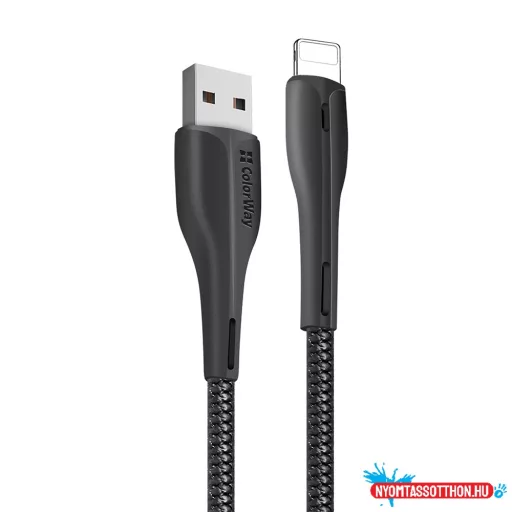 Colorway USB kábel - Apple Lightning (PVC + led) 2,4А 1м fekete (CW-CBUL034-BK)