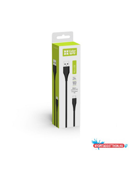 Colorway USB MicroUSB (PVC) 2.4А 1 méter fekete kábel (CW-CBUM025-BK)