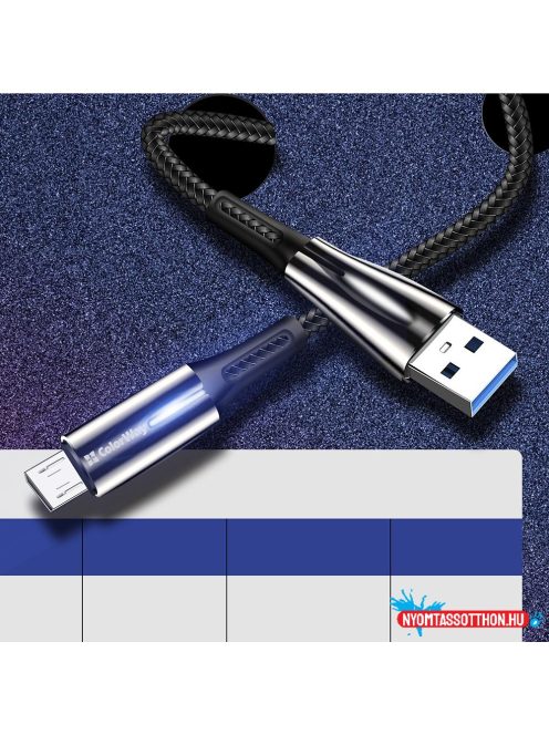 Colorway USB kábel - MicroUSB (cink ötvözet + led)