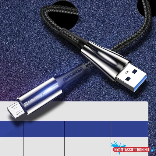 Colorway USB kábel - MicroUSB (cink ötvözet + led)