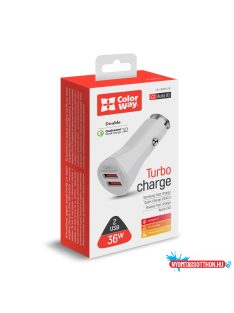   Autós töltő ColorWay 2USB Quick Charge 3.0 (36W) fehér (CW-CHA011Q-WT)