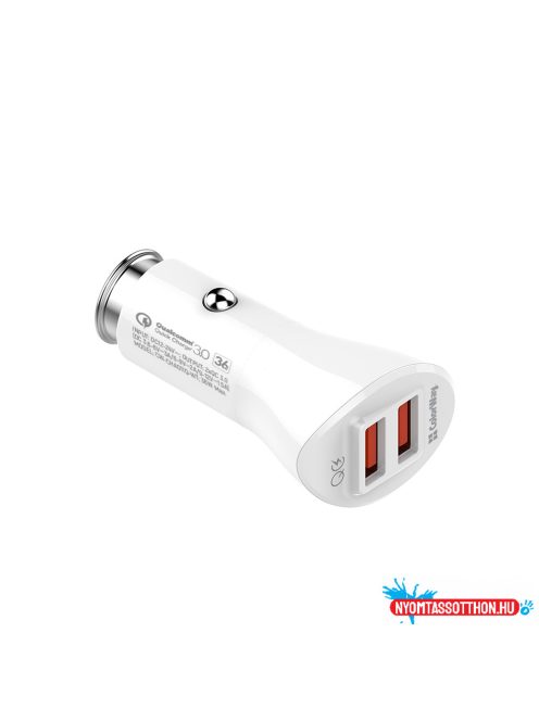 Autós töltő ColorWay 2USB Quick Charge 3.0 (36W) fehér (CW-CHA011Q-WT)