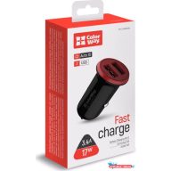 Autós töltő Colorway 2USB AUTO ID 3.4A (17W) piros/fekete