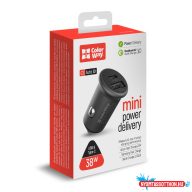   Autós töltő Colorway 2USB-C PD20W + USB-C3.0 (38W) Szürke