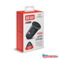 Autós töltő ColorWay 2USB Quick Charge 3.0 (36W) szürke