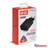   ColorWay AC töltő 1USB Quick Charge 3.0 (18W) fekete (CW-CHS013Q-BK)