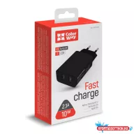   ÚJ ColorWay AC töltő 2USB AUTO ID 2.1A (10W) fekete (CW-CHS015-BK)