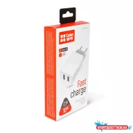   ColorWay AC töltő 2USB AUTO ID 2.1A (10W) fehér (CW-CHS015-WT)