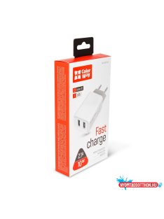   ColorWay AC töltő 2USB AUTO ID 2.1A (10W) fehér (CW-CHS015-WT)