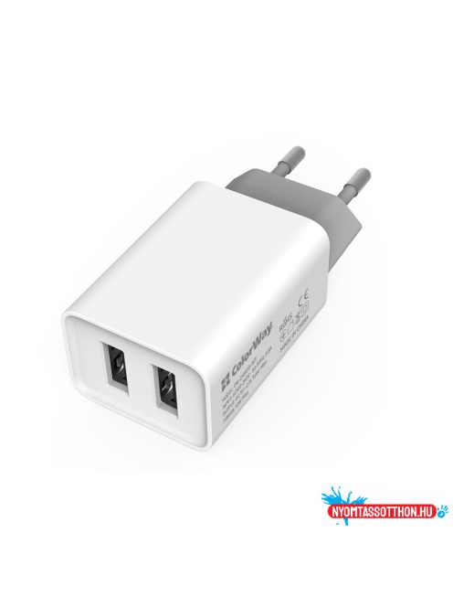 ColorWay AC töltő 2USB AUTO ID 2.1A (10W) fehér (CW-CHS015-WT)