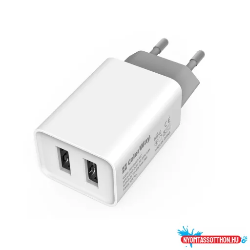 ColorWay AC töltő 2USB AUTO ID 2.1A (10W) fehér (CW-CHS015-WT)