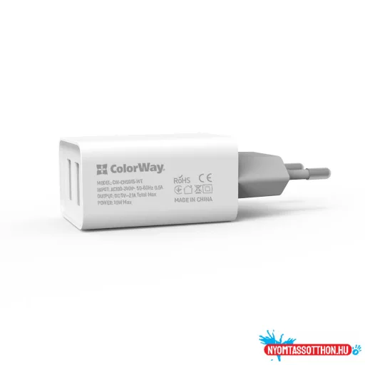 ColorWay AC töltő 2USB AUTO ID 2.1A (10W) fehér (CW-CHS015-WT)