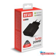 ColorWay AC töltő USB-C 20W V2 fekete (CW-CHS026PD-BK)