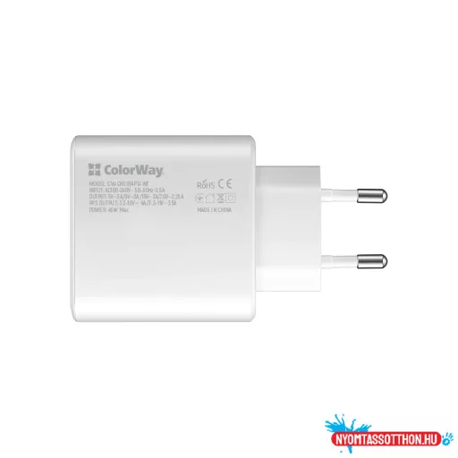 ColorWay AC töltő tápellátó port PPS USB Type-C (45W) fehér (CW-CHS034PD-WT)