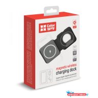  Vezeték nélküli töltő СolorWay MagSafe Duo Charger 15W iPhone -hoz (fekete)