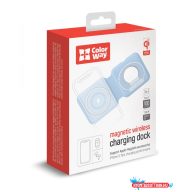  ÚJ Vezeték nélküli töltő СolorWay MagSafe Duo Charger 15W iPhone -hoz (kék)
