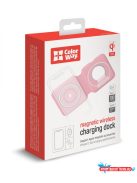 Vezeték nélküli töltő СolorWay MagSafe Duo Charger 15W iPhone -hoz (pink)