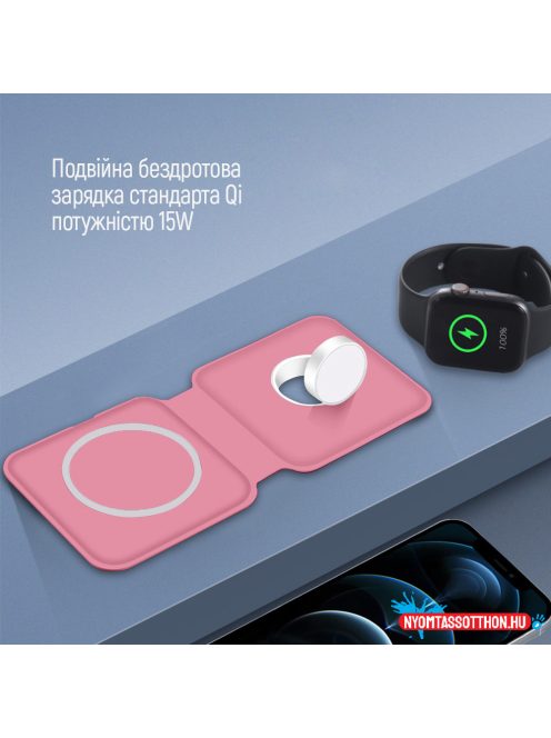 Vezeték nélküli töltő СolorWay MagSafe Duo Charger 15W iPhone -hoz (pink)