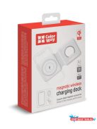 Vezeték nélküli töltő СolorWay MagSafe Duo Charger 15W iPhone -hoz (fehér)