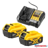 DEWALT Akkukészlet, 18V XR, 2×5Ah, töltővel, starter kit