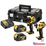   DEWALT Készlet, 18V, XR, 2 gép, 2x4Ah, kefe nélküli, TSTAK
