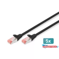   DIGITUS DK-1644-100-BL-5 Cat.6 S/FTP LSZH 10m fekete patch kábel (5db/csomag)