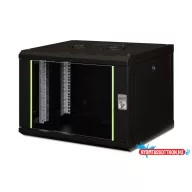   DIGITUS Unique DN-19 07-U-SW 19" 7U 420x600x450mm lapraszerelt üvegajtós fekete fali rack szekrény