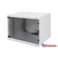   DIGITUS SOHO DN-19 07U-S-1 19" 7U 370x540x400mm lapraszerelt üvegajtós szürke fali rack szekrény