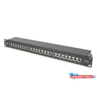   DIGITUS DN-91624S-EA-B 19" 1U 24port Cat.6A kompakt fekete árnyékolt patch panel