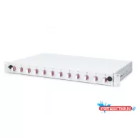   DIGITUS DN-96331-4 19" 1U 12xLC duplex OM4 toldóval pigtaillel és kötőkazettával szerelt optikai patch panel