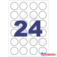 Etikett címke, 40mm, kör 100 lap, 24 címke/lap