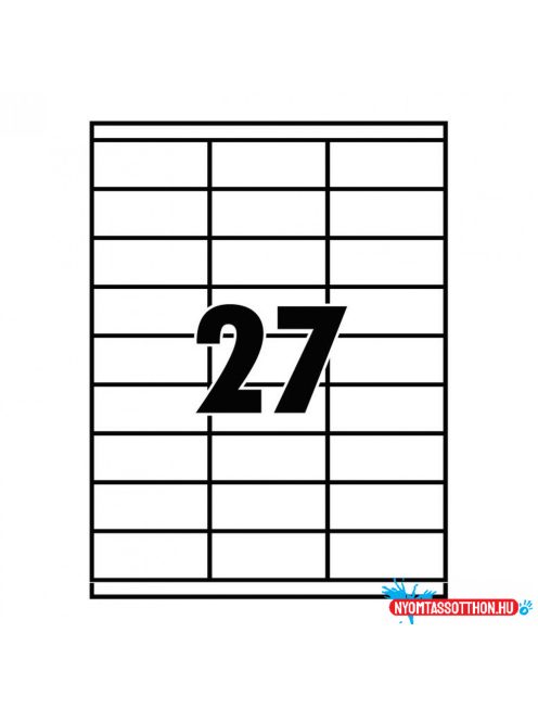 Etikett címke, 70x32mm, 100 lap, 27 címke/lap
