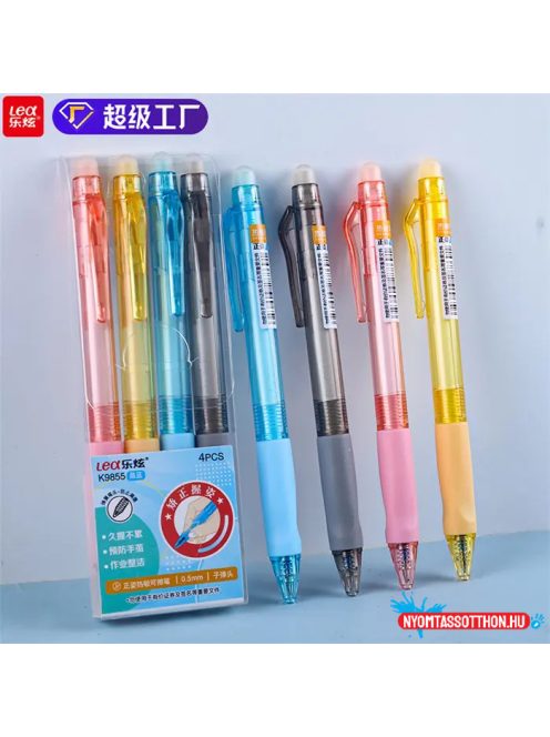 Radírozható zselés toll, színes tolltest, 0,5mm