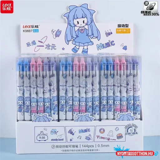Radírozható zselés toll - kawaii kislány, 0.5mm