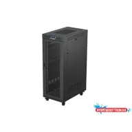   Lanberg FA01-6032-23BL 19" 32U SZÉL:600mm MÉLY:1000mm MAG:1573mm lapraszerelt LCD hálós fémajtós fekete szerver szekrény
