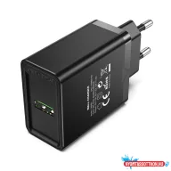 Vention USB-A (1port,18W, fekete), töltő
