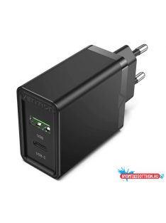 VENTION 2-portos USB(A+C) töltő (18W/20W) Fekete