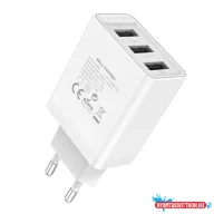 Vention USB-A+A+A (12W/12W/12W, 3-portos, fehér), töltő