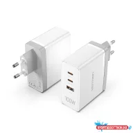 Vention USB-C*2+A (3port,GAN,100W/100W/30W,fehér), töltő