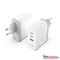 Vention USB-C*2+A (3port,GAN,100W/100W/30W,fehér), töltő
