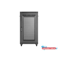 Lanberg FF01-6022-23B 19" 22U SZÉL:600mm MÉLY:1000mm MAG:1200mm lapraszerelt hálós fémajtós fekete 